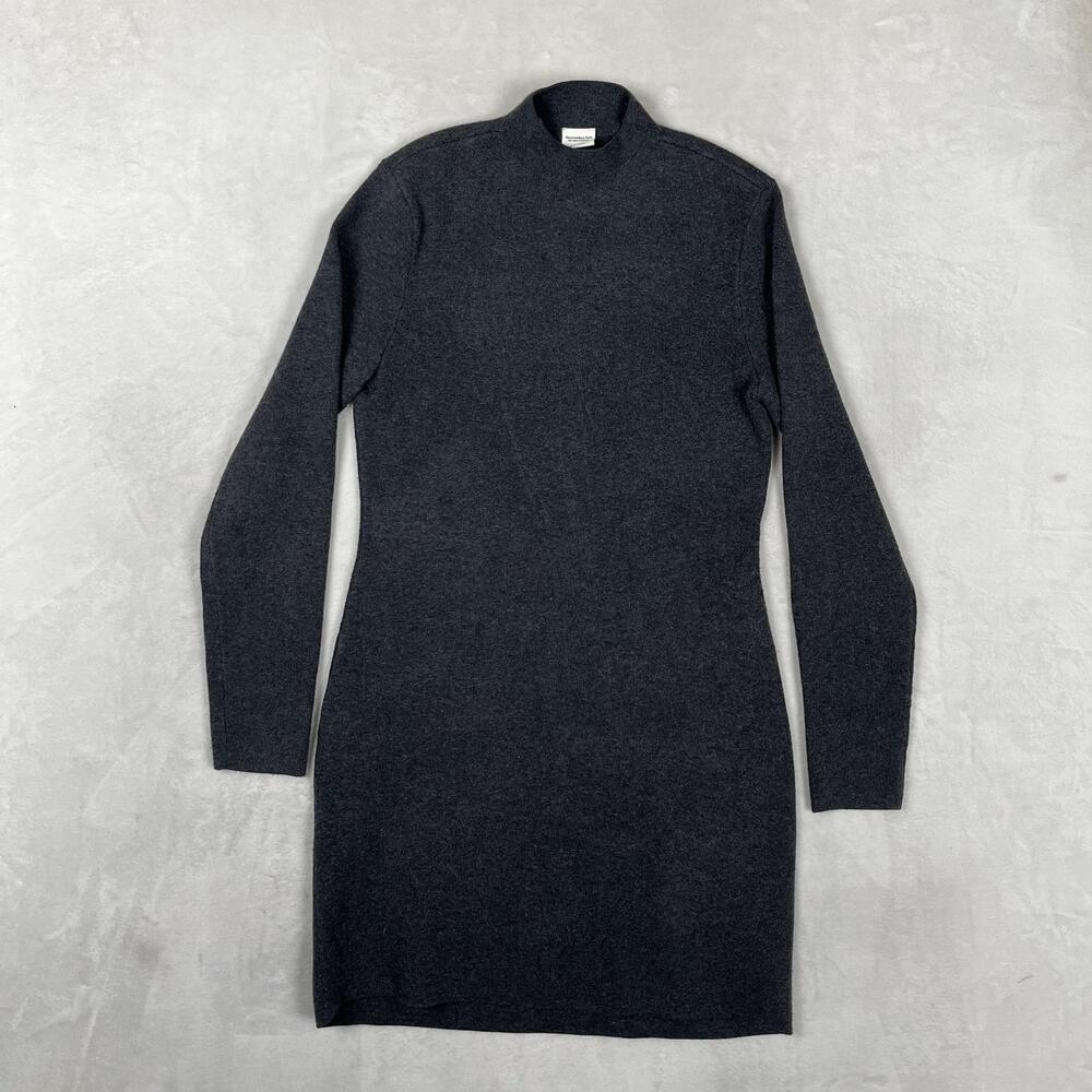 Abercrombie & Fitch Sweater Dress Womens Large Gray Knit Mock Neck Bodycon
